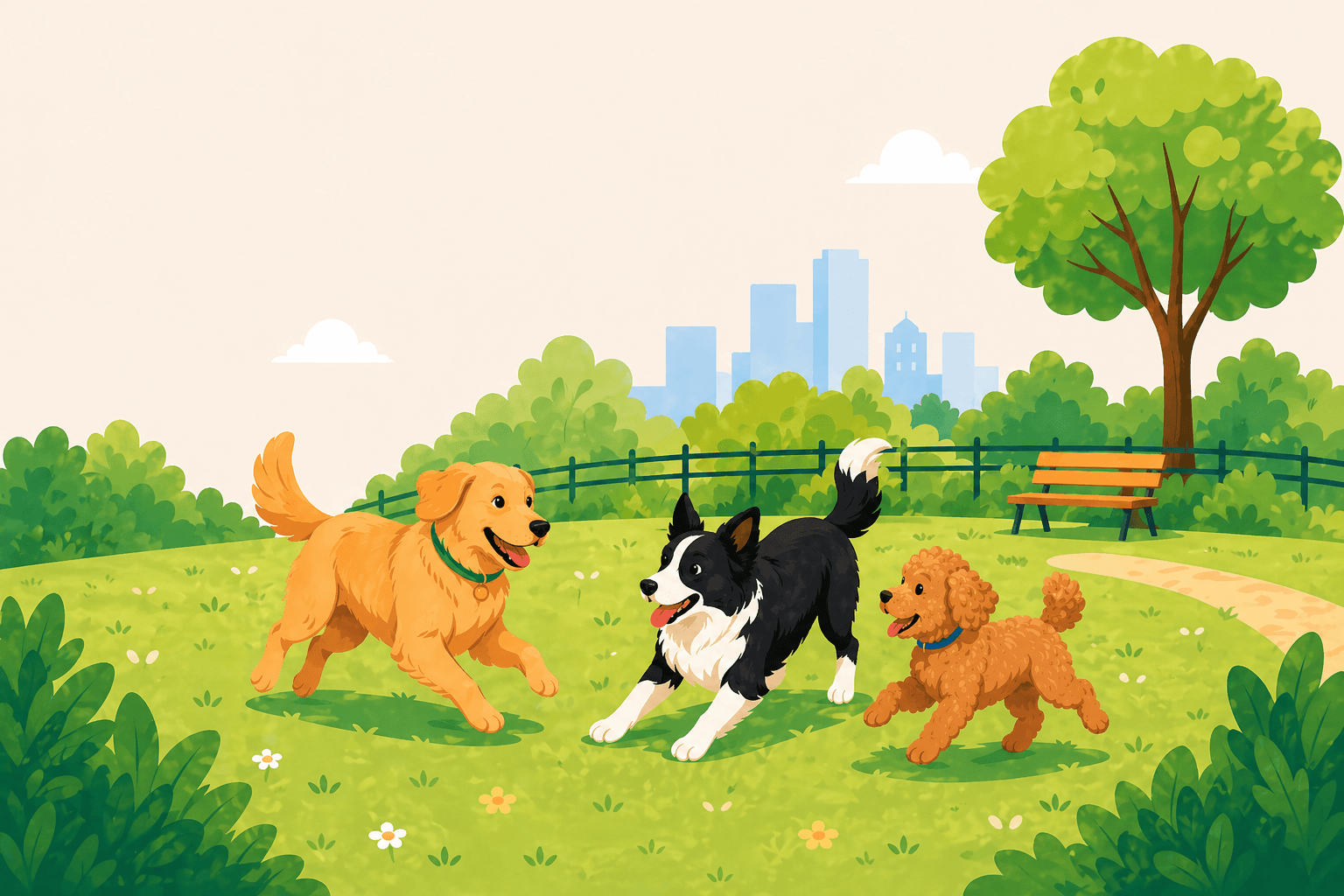 PackPark dogs playing together in a dog park